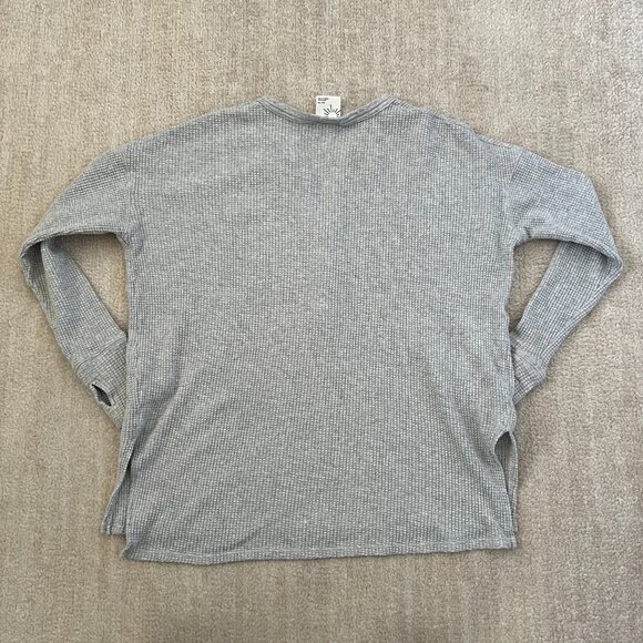 Aerie Offline Gray Waffle Knit Henley Thermal Top XS Cotton Blend - Picture 4 of 12